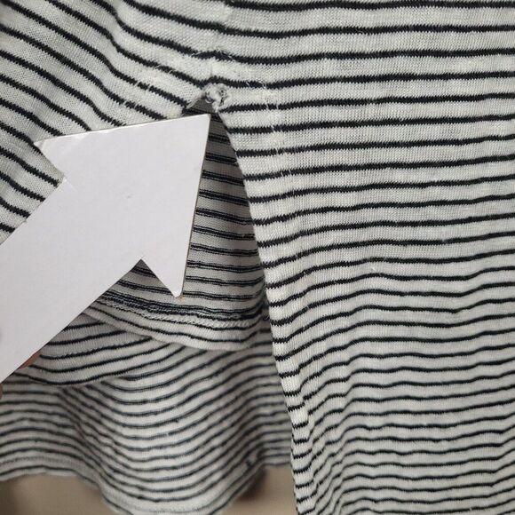Eileen Fisher Sleeveless Linen Tank Dress Knee Lenght Striped White Black Size L - Picture 11 of 13